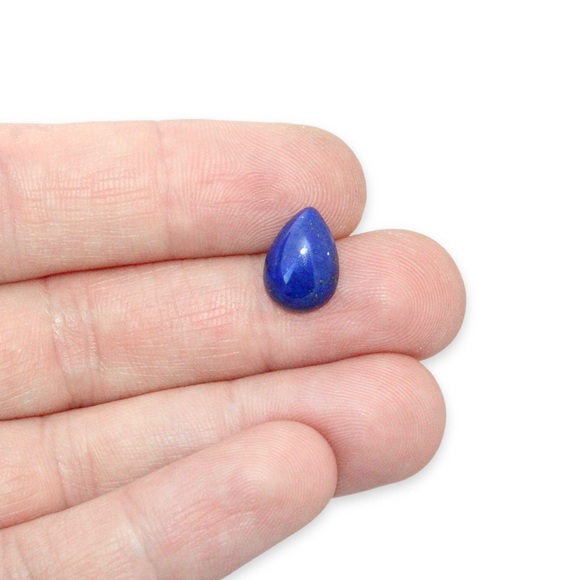 Lapis Lazuli Cabochon Gemstone Pear Cut Teardrop 13x9mm Cobalt Blue Gold Pyrite - Picture 3 of 3